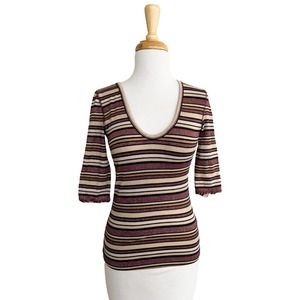 Free People Surprise Party Tee 3/4 Sleeve Metallic Striped Multi Casual Size XS